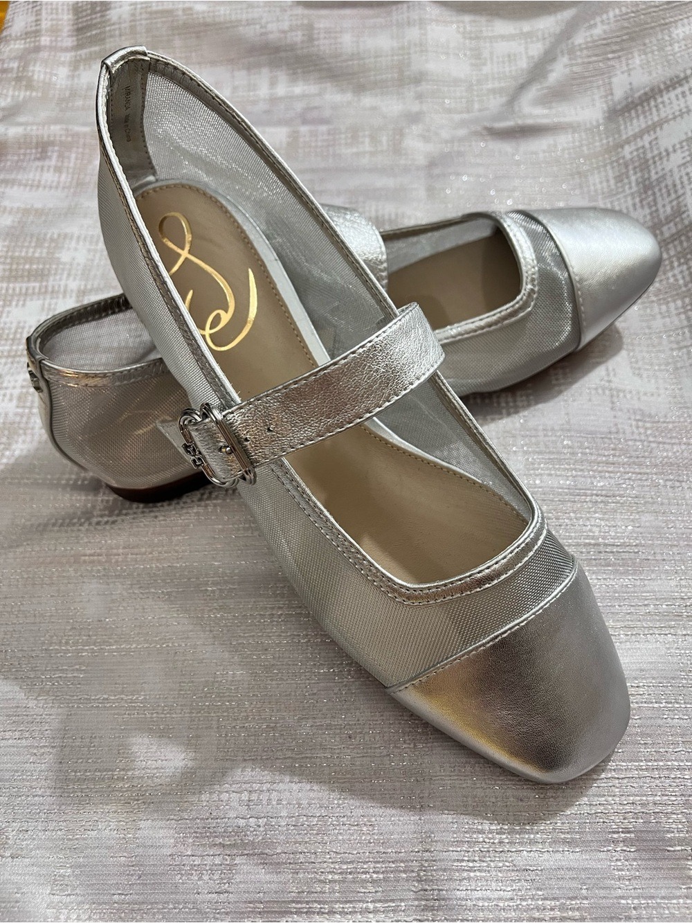 NWOB $130 Sam Edelman - Miranda Mary Jane Flat Silver - Picture 4 of 8